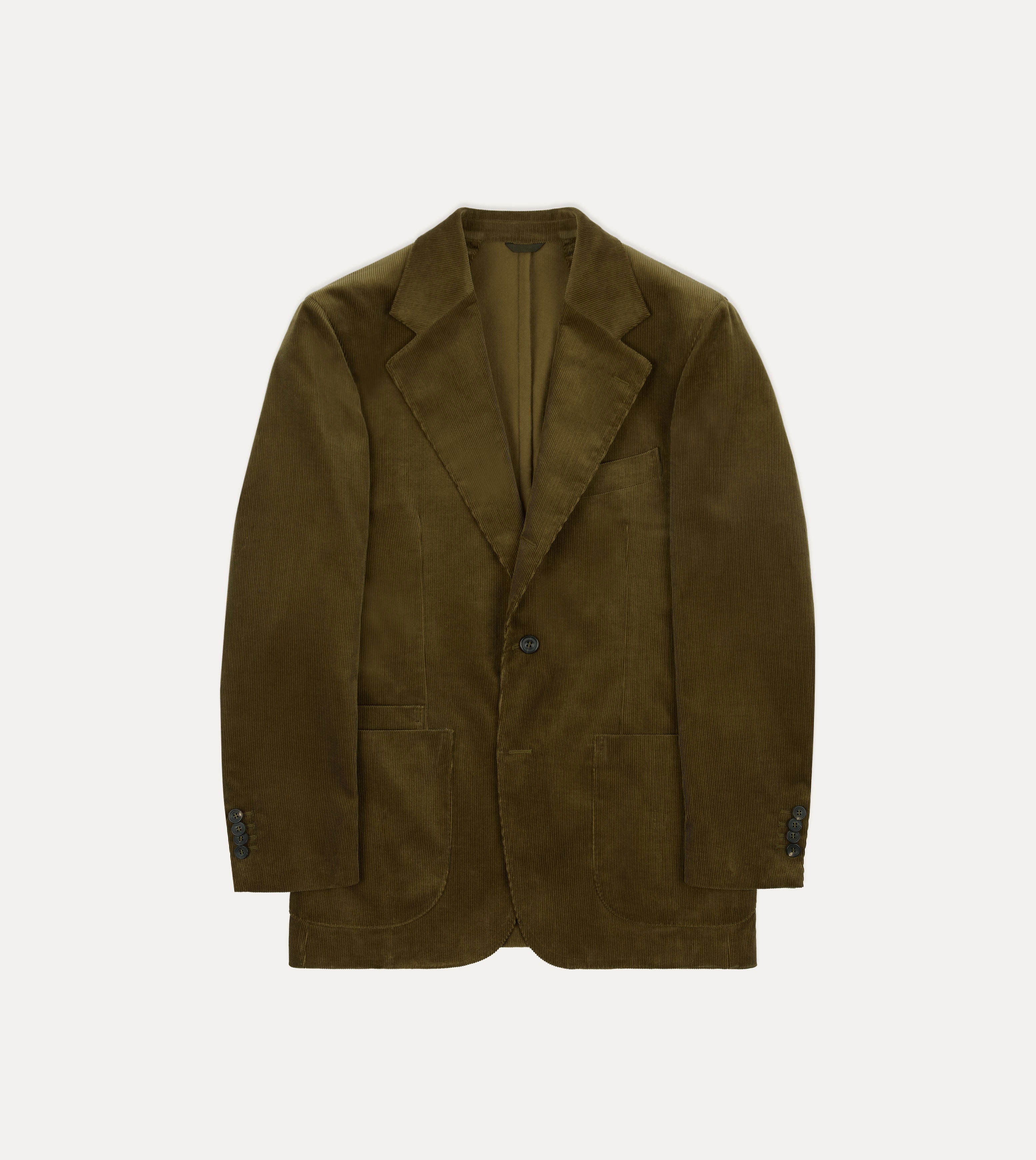 Flattering Business Wear Olive Green Mid-Wale Cotton Corduroy Tailored?Jacket