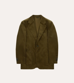 Flattering Business Wear Olive Green Mid-Wale Cotton Corduroy Tailored?Jacket