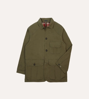discounted Olive Green Waxed Cotton Canvas Chasseur Jacket