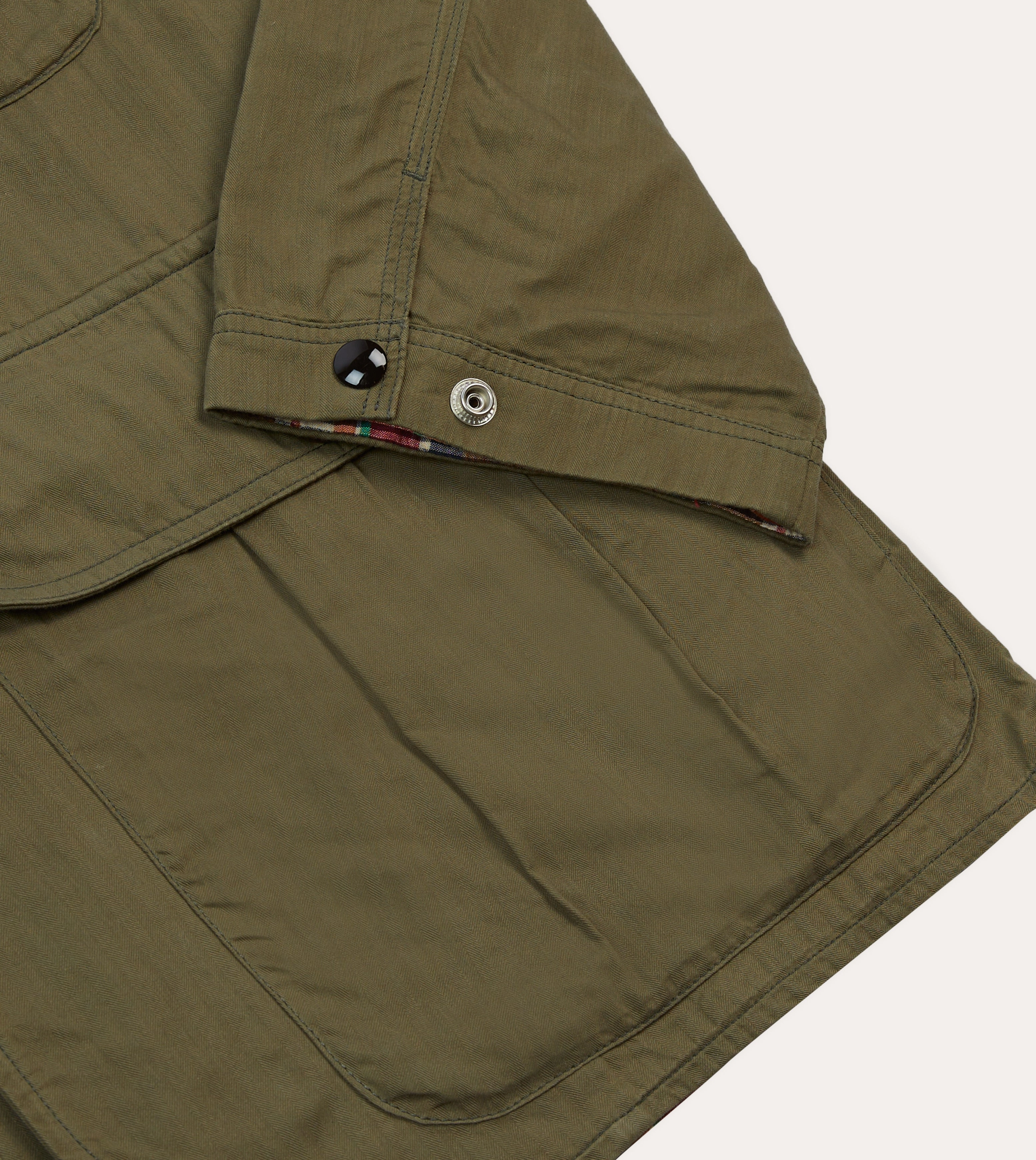 Everyday Warmth Olive Green Waxed Cotton Canvas Chasseur Jacket
