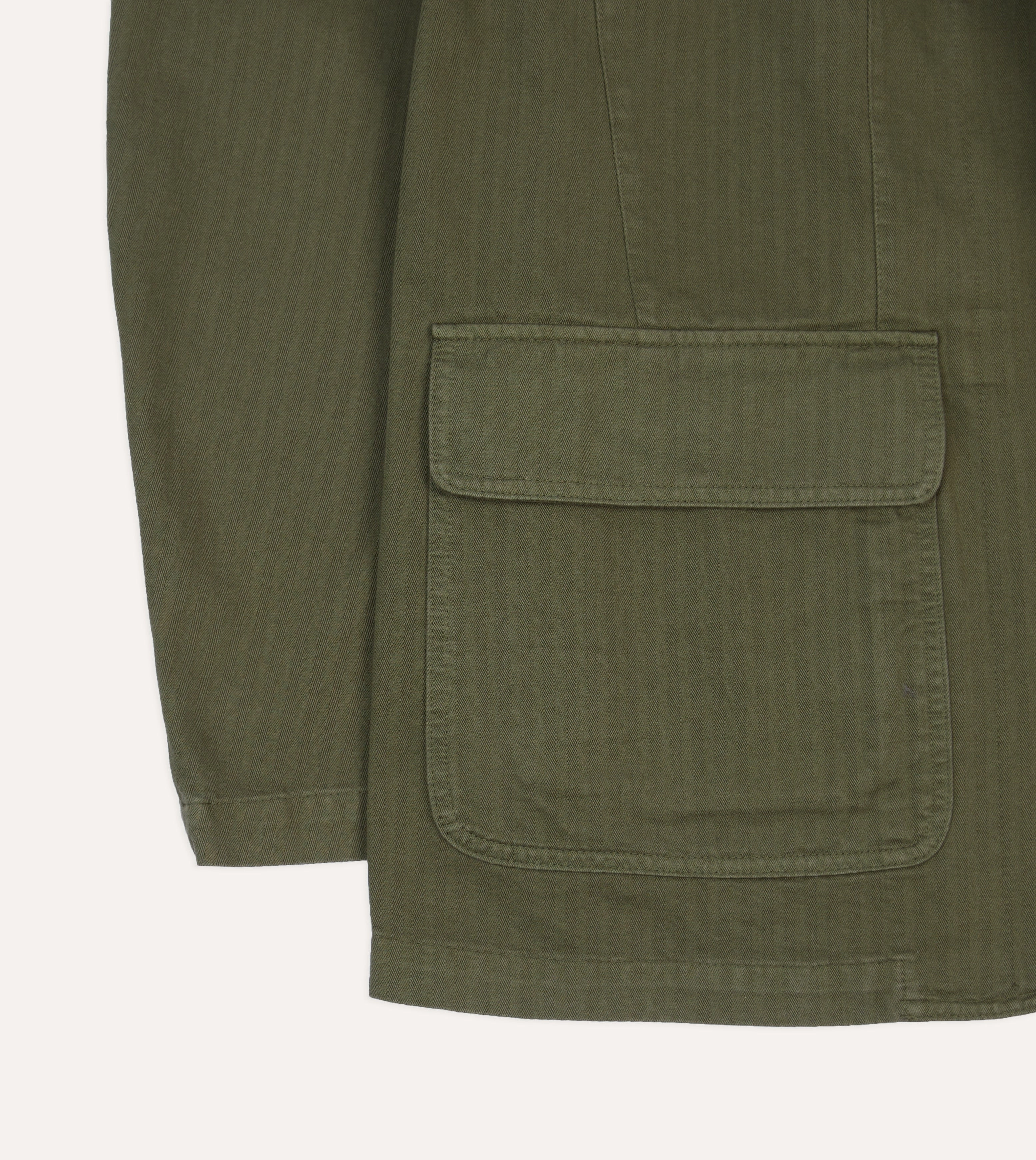 Olive Herringbone Cotton Games Blazer Mk. I Luxury Layering Light Reflective Trim