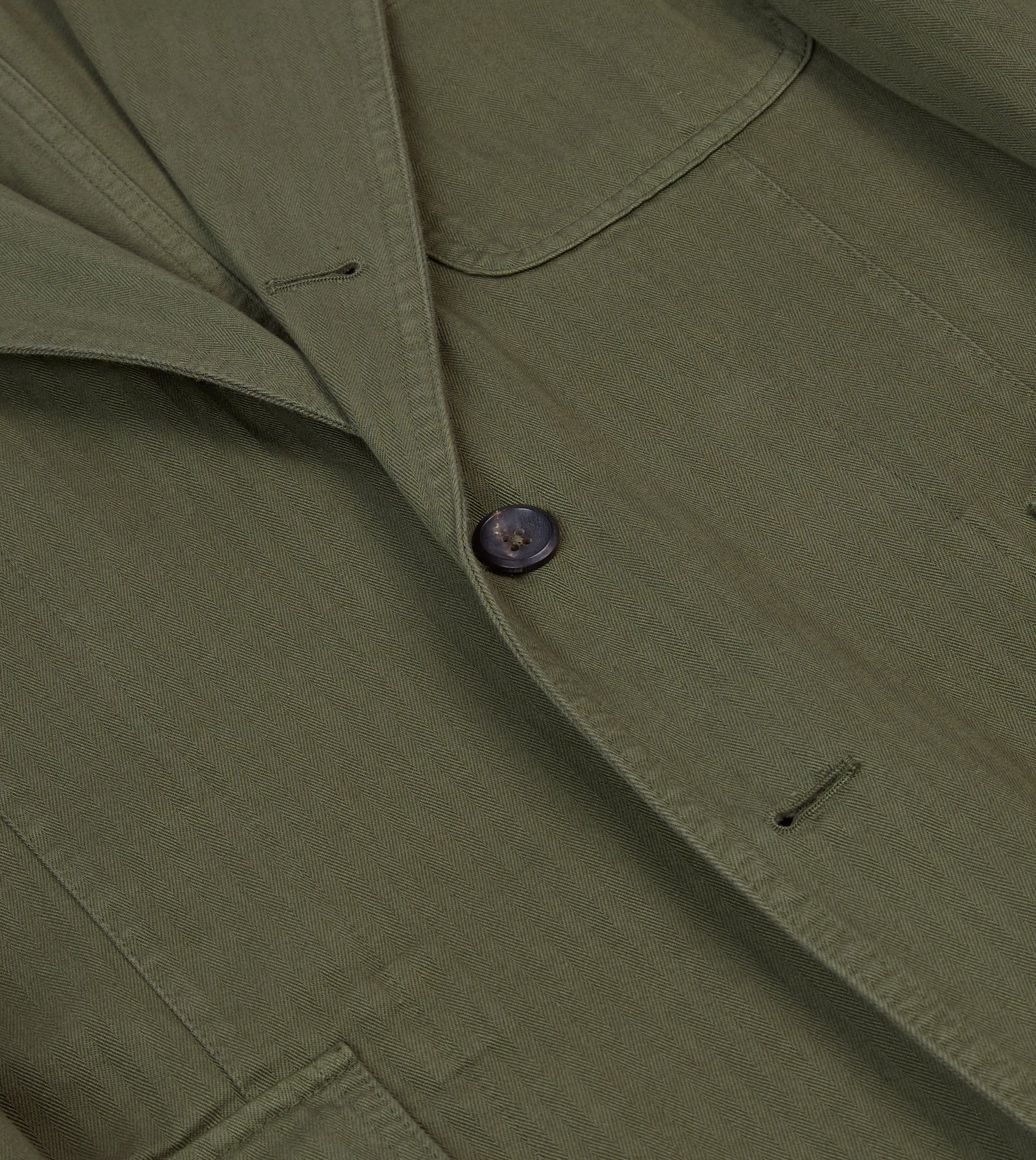 Flattering wear Versatile Layering Options Olive Herringbone Cotton Games Blazer Mk. I