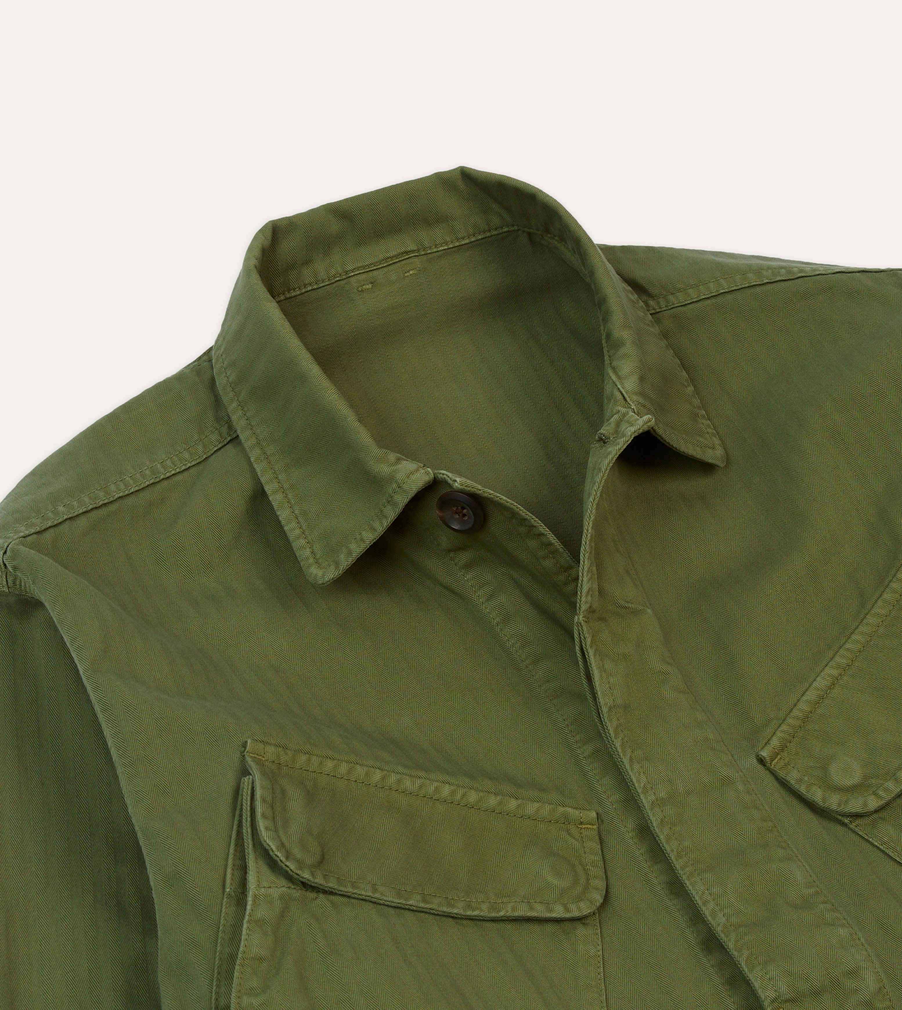 Durable Seams Olive Herringbone Cotton Jungle Jacket