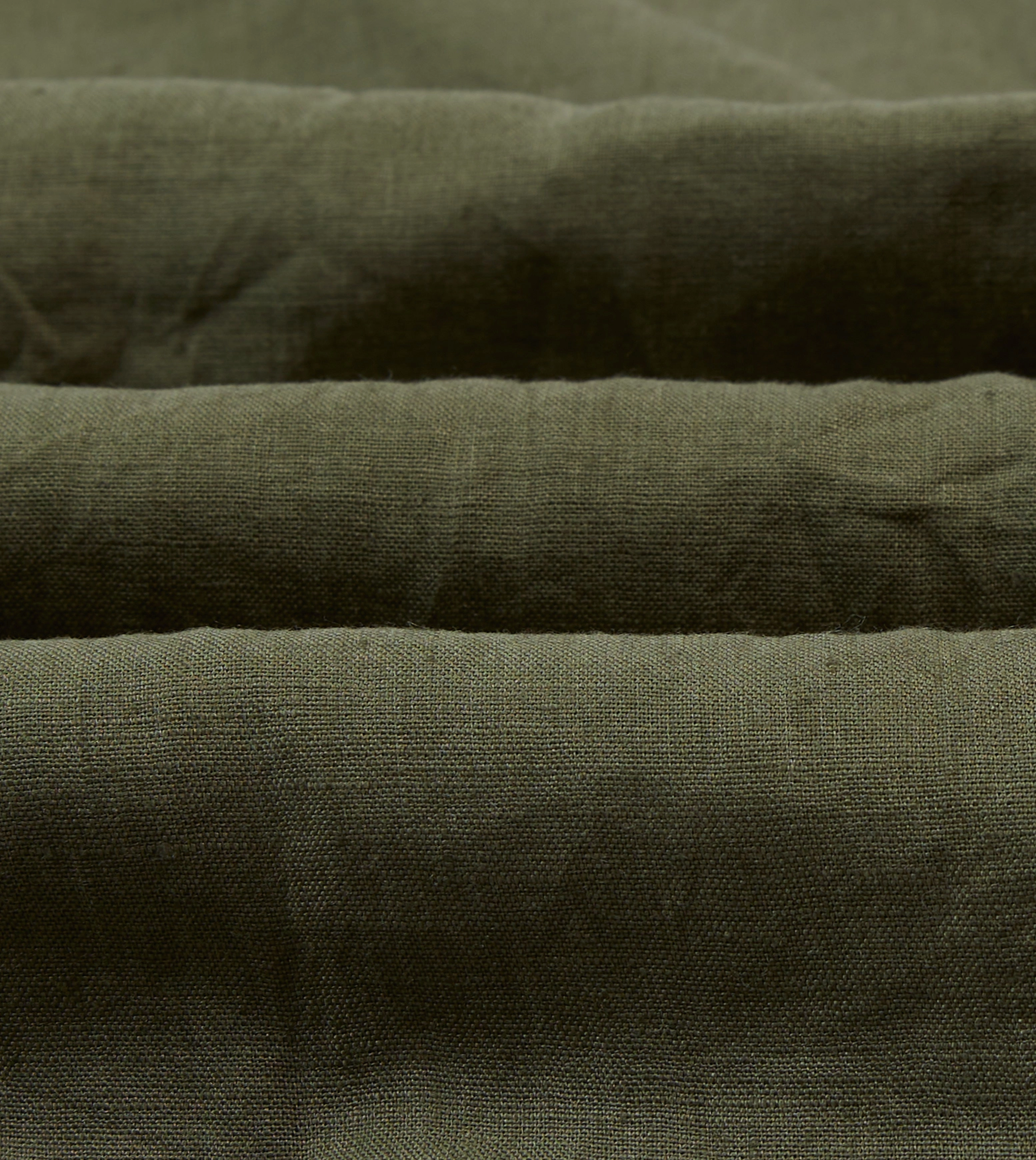Microfiber Material Olive Linen Mandarin Collar Popover Shirt