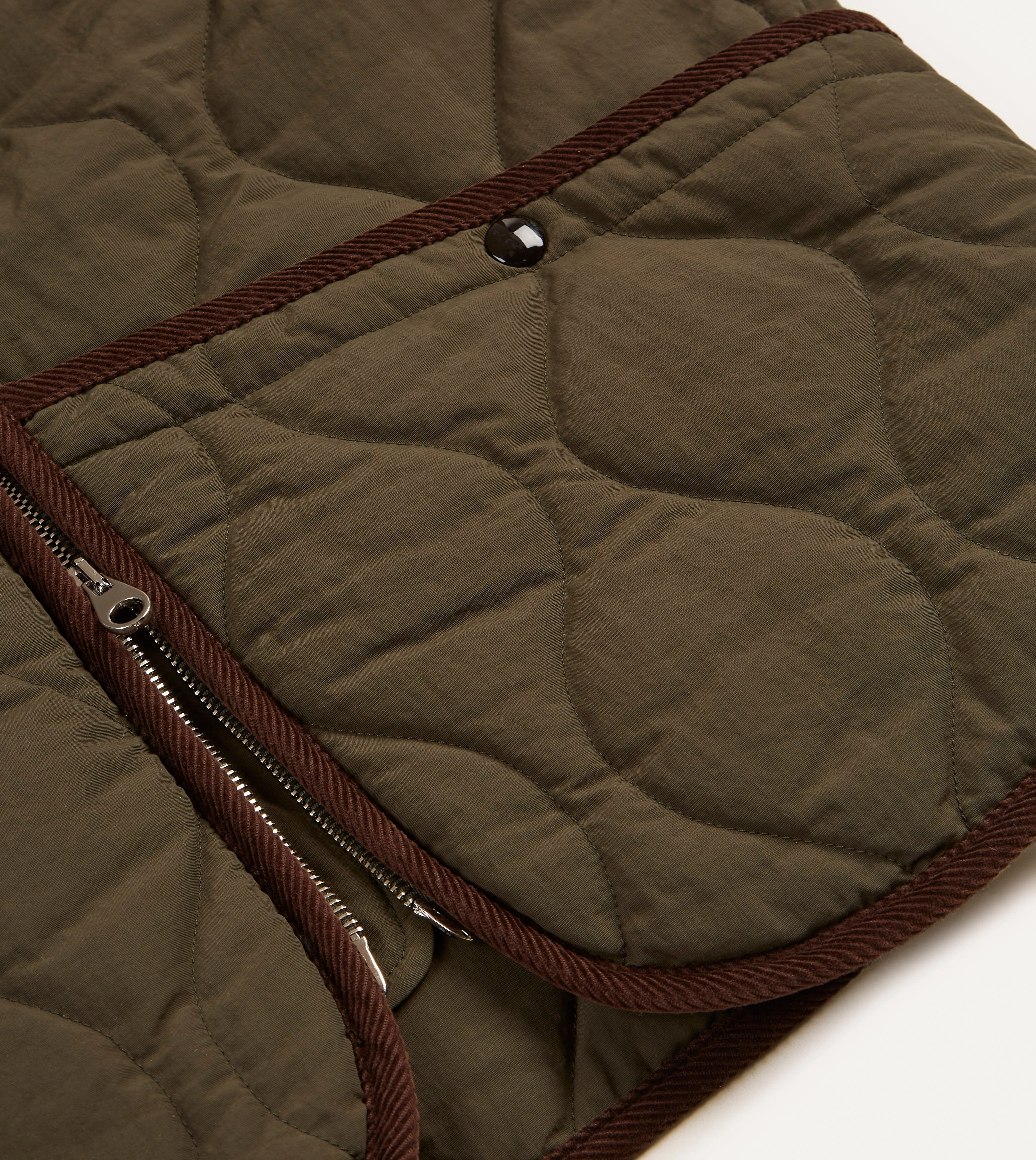 Describe Olive Quilted Nylon Zip Vest