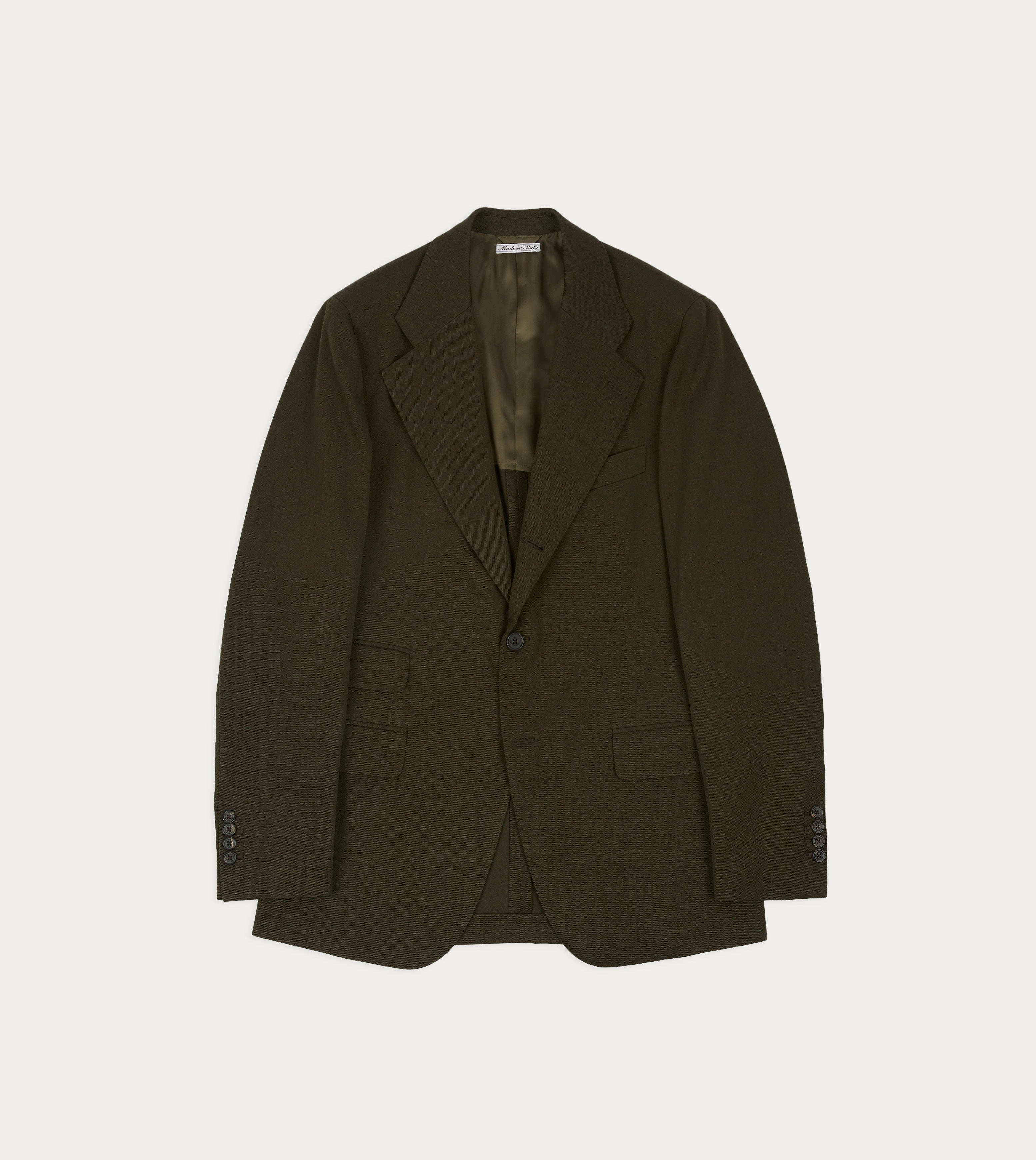Crisp Layer Olive Wool-Cotton Tailored Jacket
