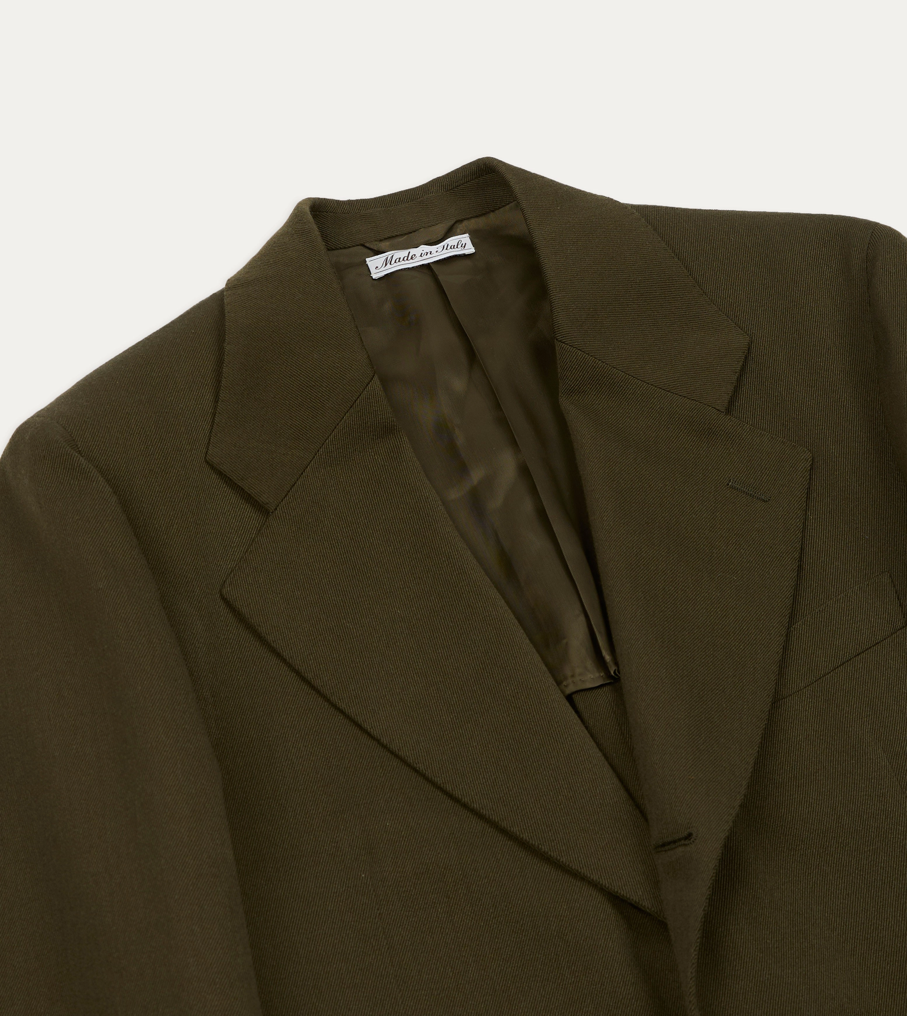 All-Season Comfort Chic and Elegant Olive Wool-Cotton Tailored Jacket