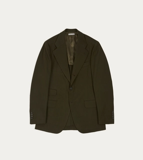 Crisp Layer Olive Wool-Cotton Tailored Jacket