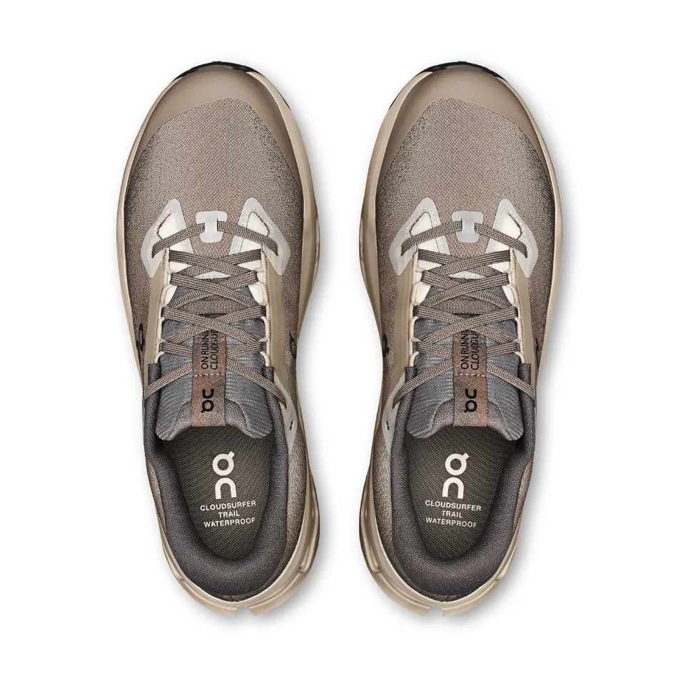 On Men's Cloudsurfer Trail 2 Waterproof Running Shoes in Cinder/Desert AW25 winter running shoe atmosphere