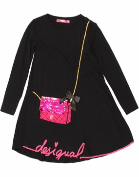 Smart Look Bold Look DESIGUAL Girls Graphic Long Sleeve A-Line Dress 11-12 Years Navy Blue