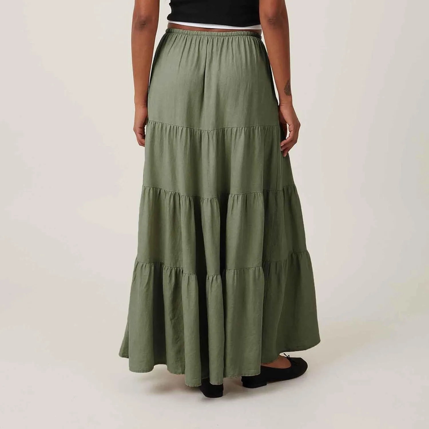Oplxuo Women's Maxi Skirt Summer Beach Boho Long Skirts Tiered A-line Swing High Waist Swing Flowy Skirt