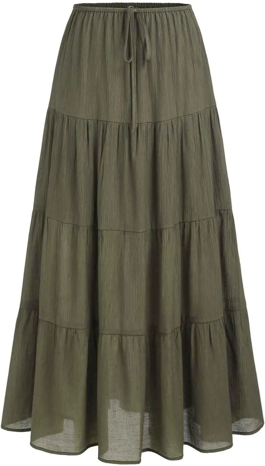 Oplxuo Women's Maxi Skirt Summer Beach Boho Long Skirts Tiered A-line Swing High Waist Swing Flowy Skirt
