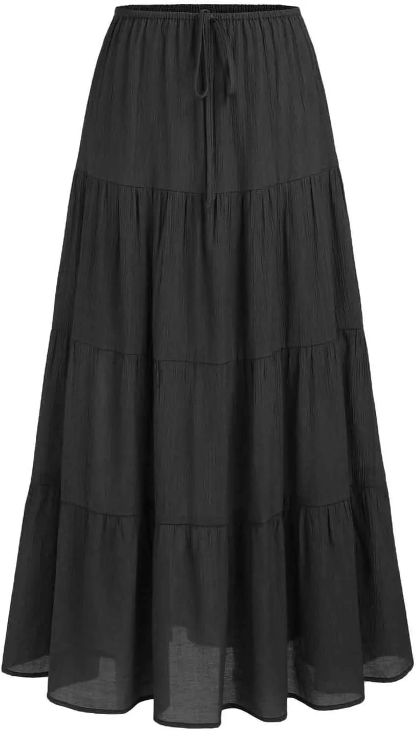 Oplxuo Women's Maxi Skirt Summer Beach Boho Long Skirts Tiered A-line Swing High Waist Swing Flowy Skirt