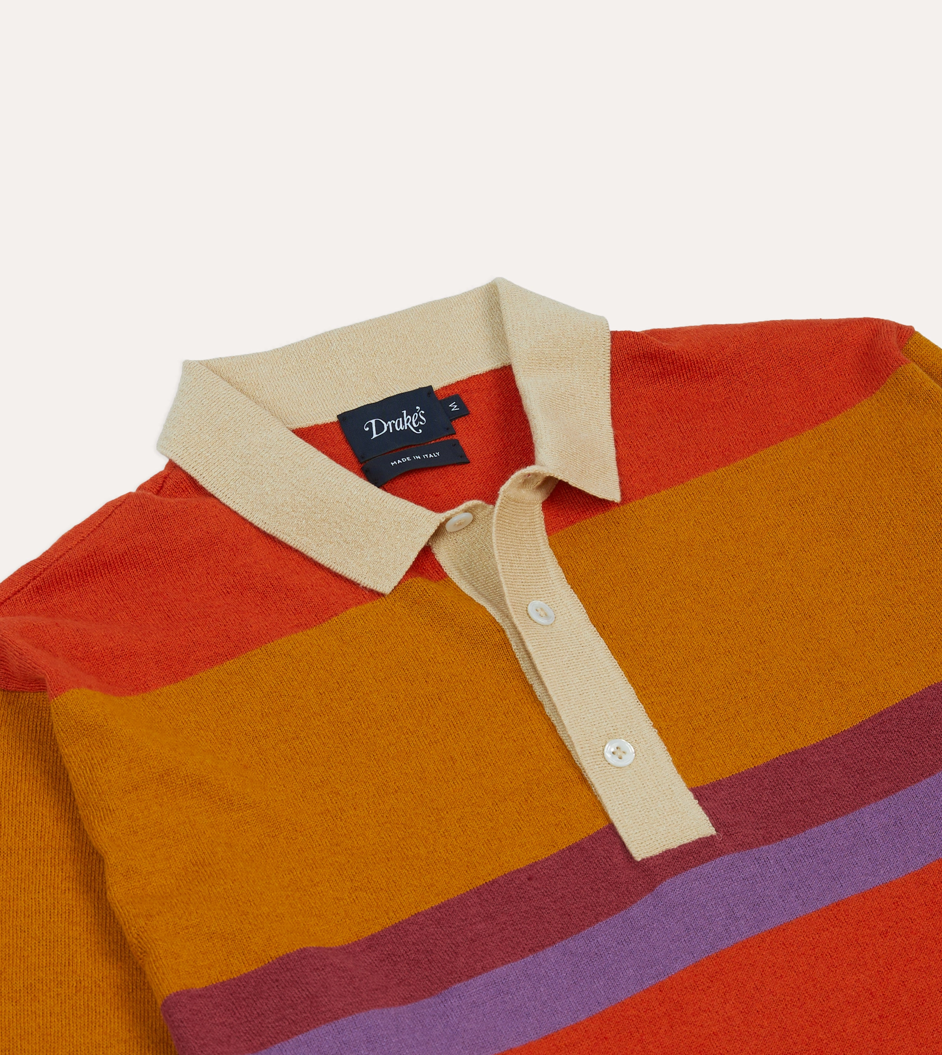 Orange, Brown and Purple Linen Cotton Knitted Rugby Shirt All Purpose Weave Design