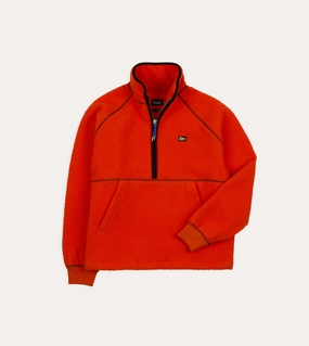 Orange Casentino Wool Half-Zip Pullover Fleece Relaxed Look