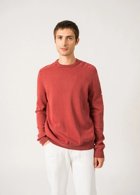 TREVISE - Lightweight Cotton Sweater for Men (TERRACOTTA) Waffle Knit