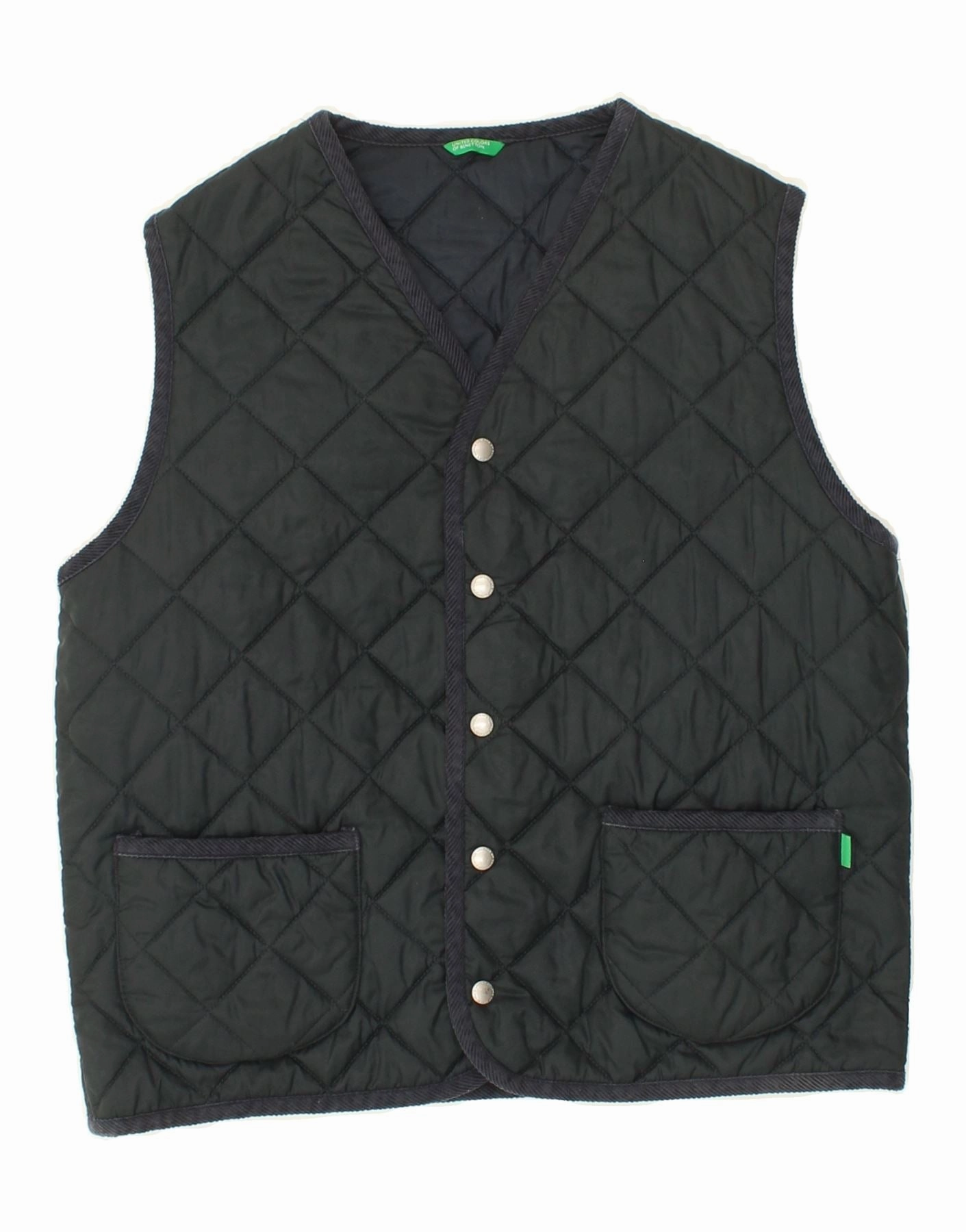 BENETTON Boys Quilted Gilet 11-12 Years XL Green Nylon Explain