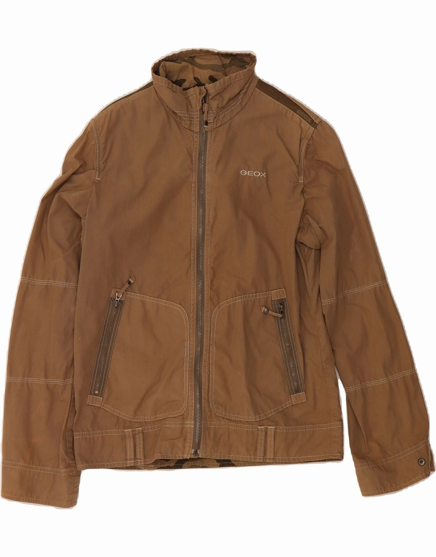 Breathable Lining GEOX Boys Graphic Bomber Jacket 11-12 Years Khaki Cotton