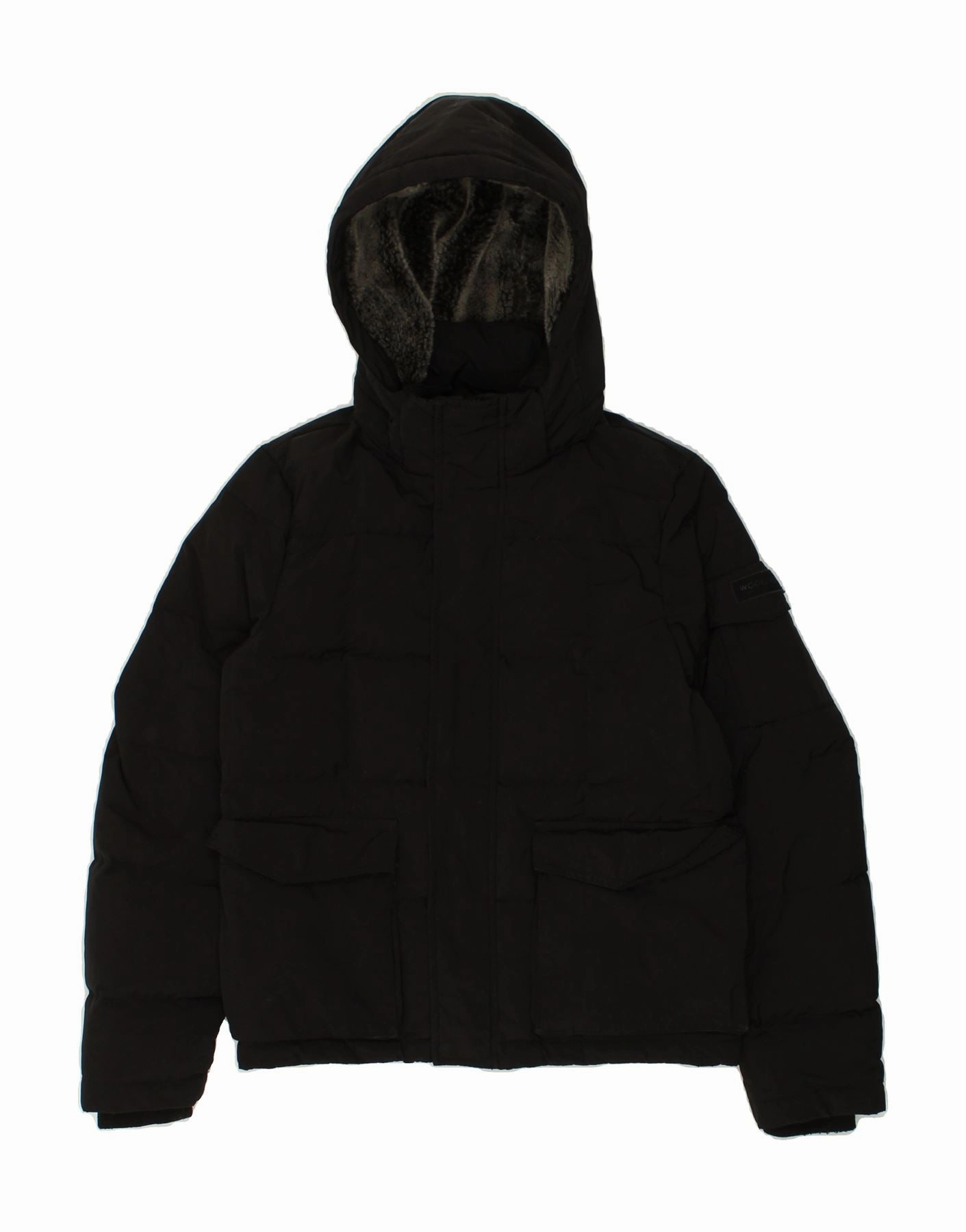 Trophy WOOLRICH Boys Hooded Padded Jacket 11-12 Years Black Polyester