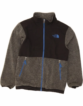 THE NORTH FACE Boys Fleece Jacket 10-11 Years Medium  Grey Colourblock SnapFasteners Blush