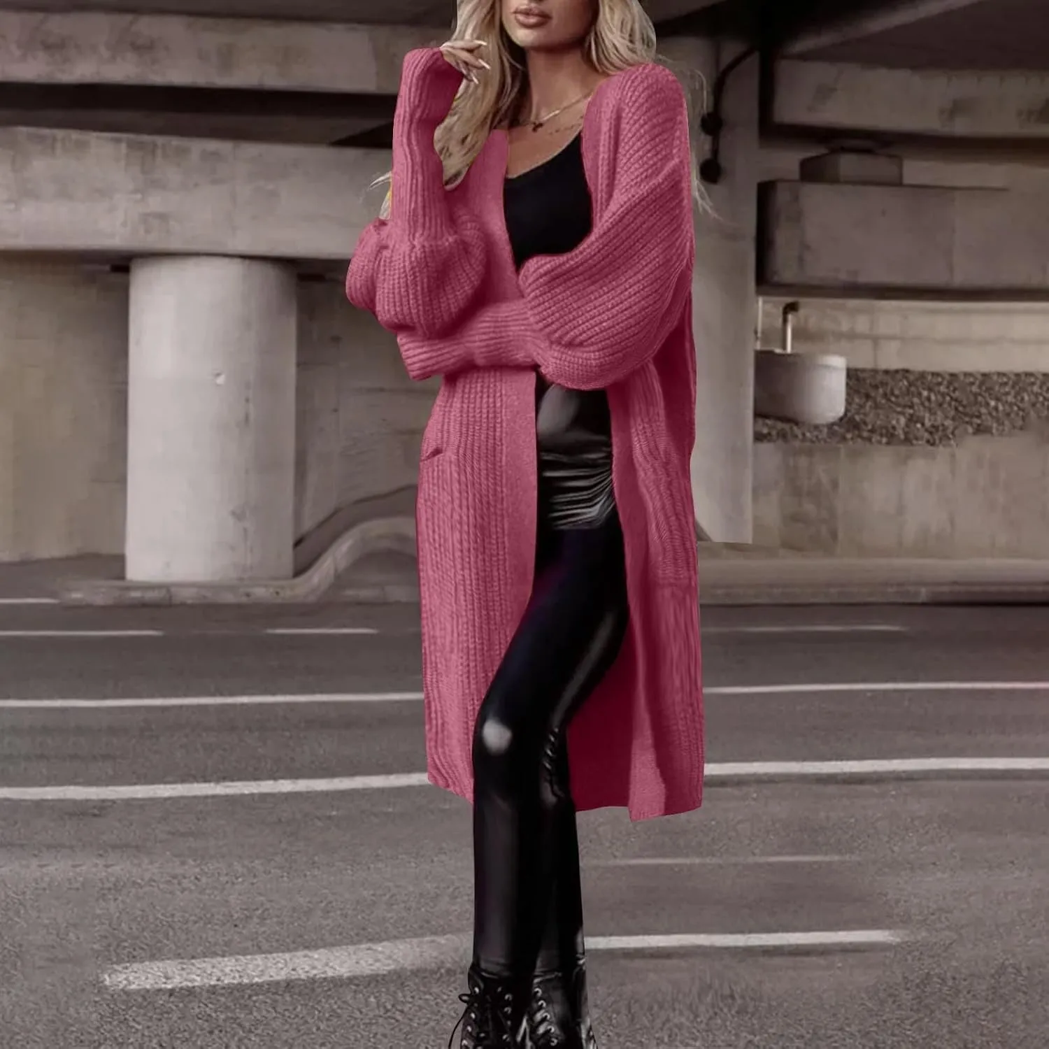 Oversized Cardigan Sweaters for Women Chunky Knit Long Coats with Pockets Casual Loose Breathable Outerwear Clothes