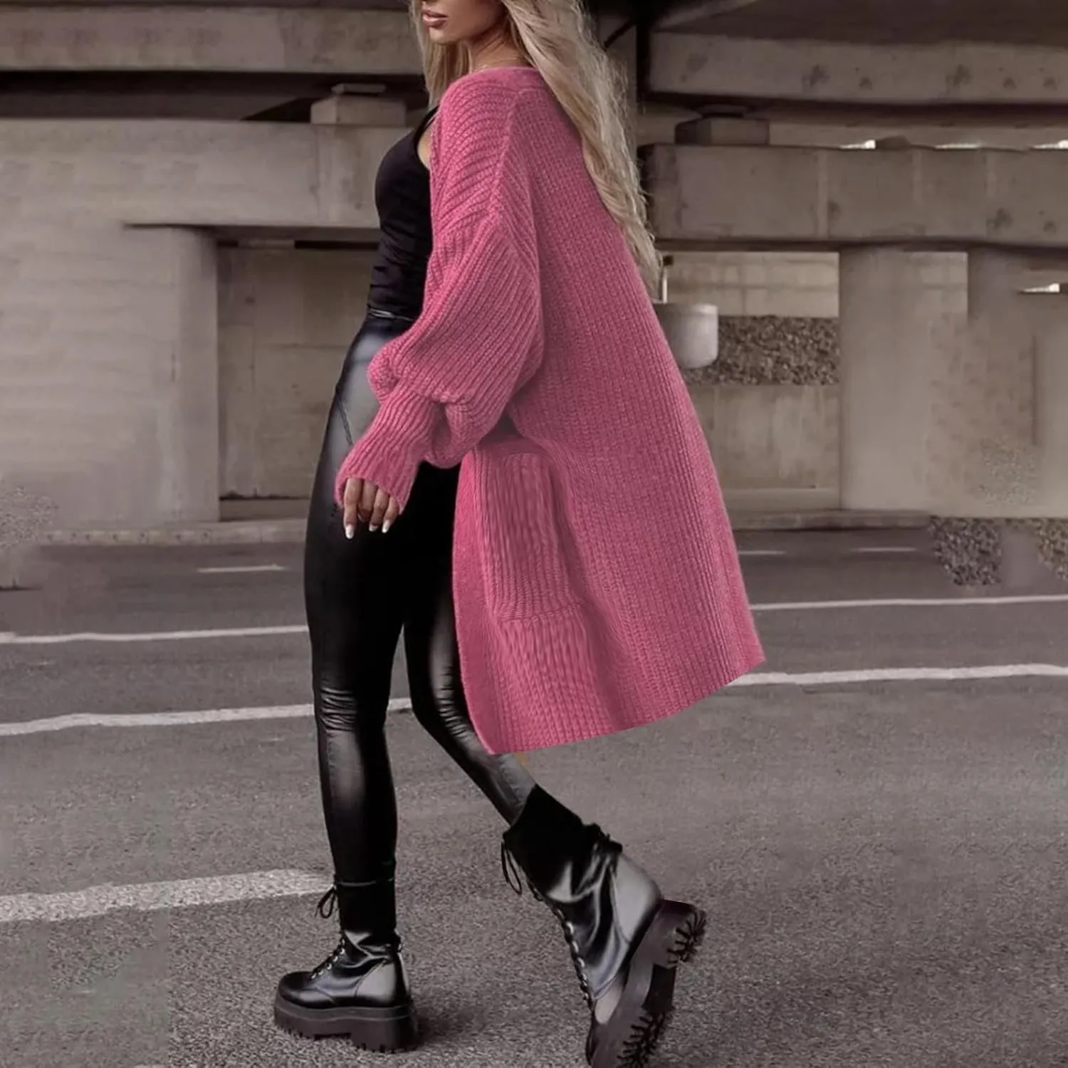 Oversized Cardigan Sweaters for Women Chunky Knit Long Coats with Pockets Casual Loose Breathable Outerwear Clothes