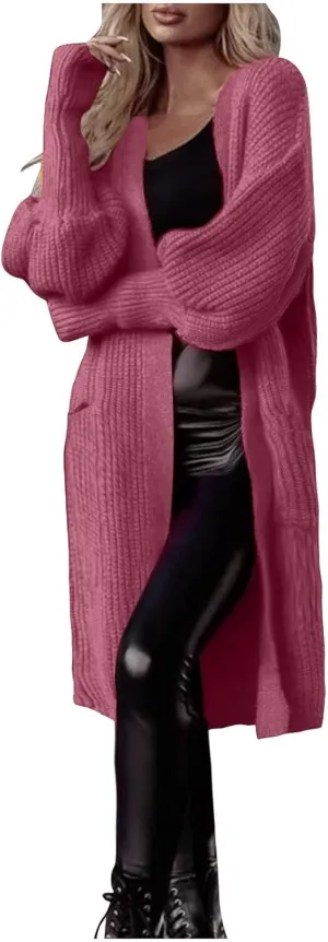 Oversized Cardigan Sweaters for Women Chunky Knit Long Coats with Pockets Casual Loose Breathable Outerwear Clothes