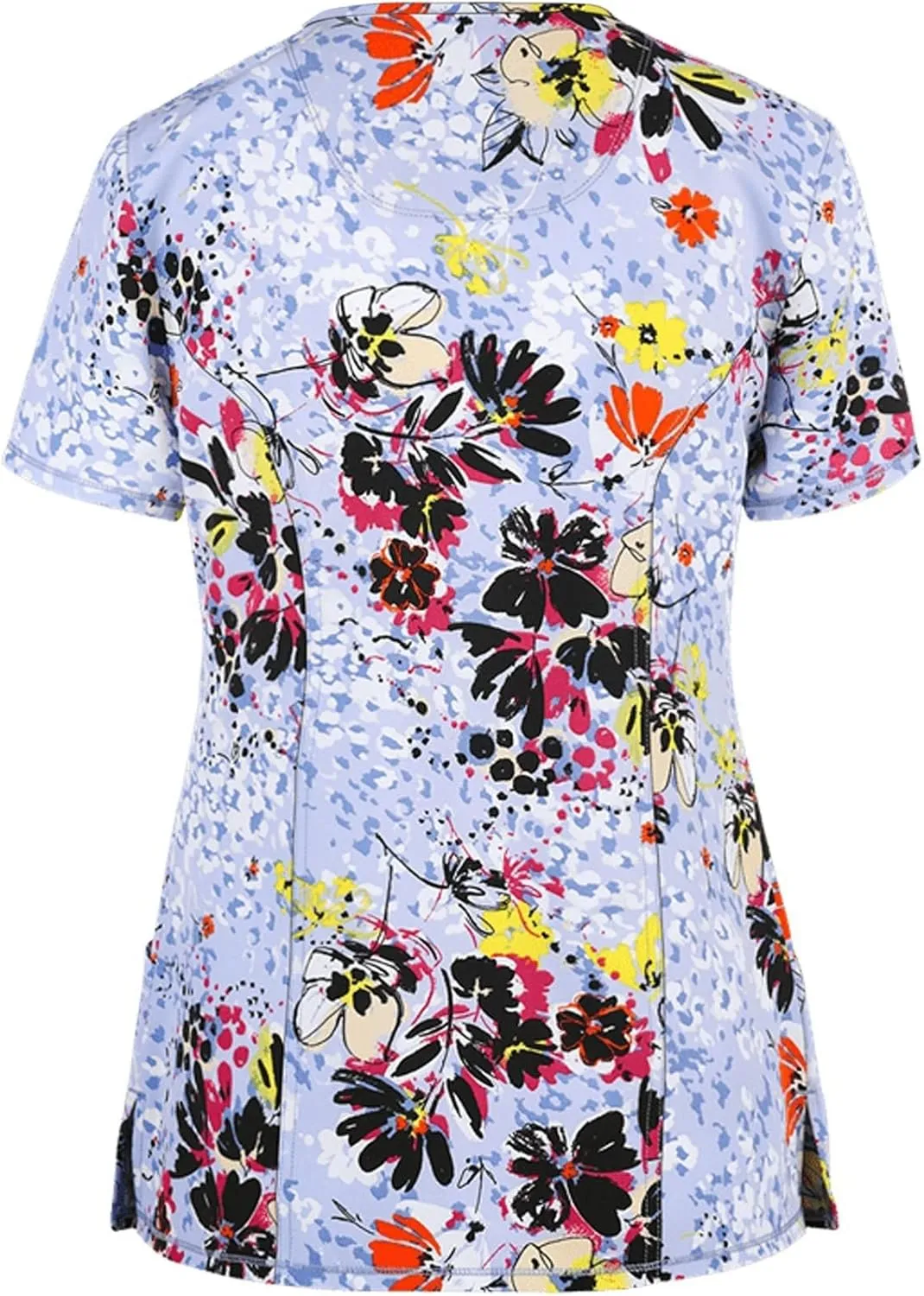 Oversized Scrubs for Women 2024 Medical Uniforms V Neck Short Sleeve Fun Printed Comfy Nurse Tunic Tops with Pockets