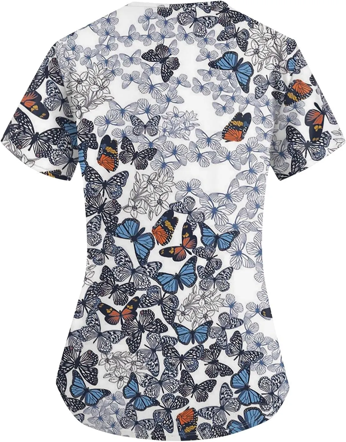 Oversized Scrubs for Women 2024 Medical Uniforms V Neck Short Sleeve Fun Printed Comfy Nurse Tunic Tops with Pockets