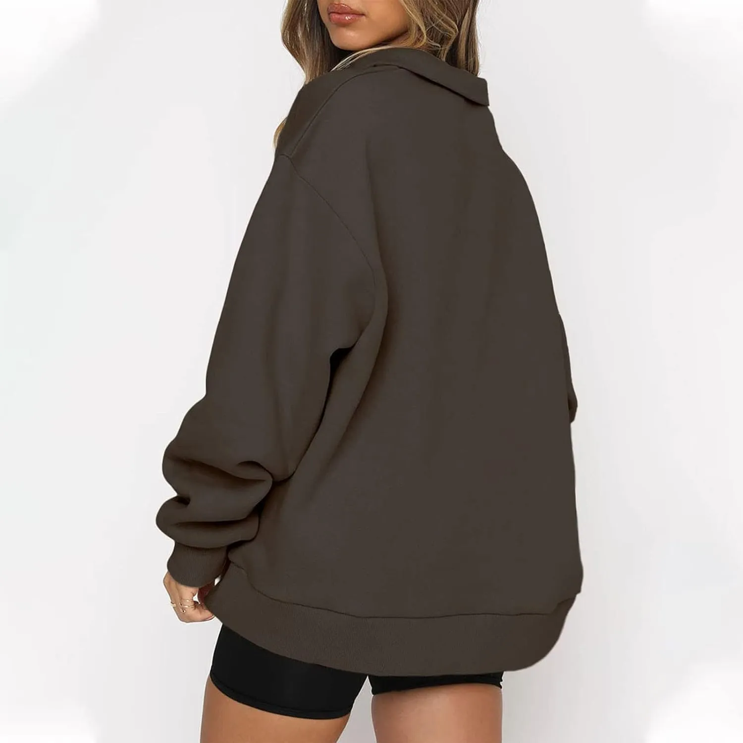 Oversized Sweatshirt For Wome Women's Half Zip Pullover Long Sleeve Sweatshirt Quarter Zip Hoodie Sweater Solid Tops