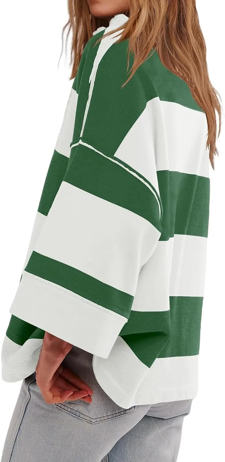 Oversized Womens T Shirts Fall Spring Sweatshirt Half Zipper Turtleneck Sweater Long Sleeve Tops for Women