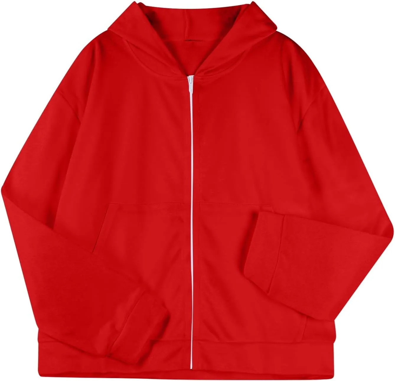 Oversized Zip Up Hoodie for Women Fleece Plain Cropped Sweatshirts Trendy Y2k Comfy Preppy Zipper Hoodies Winter