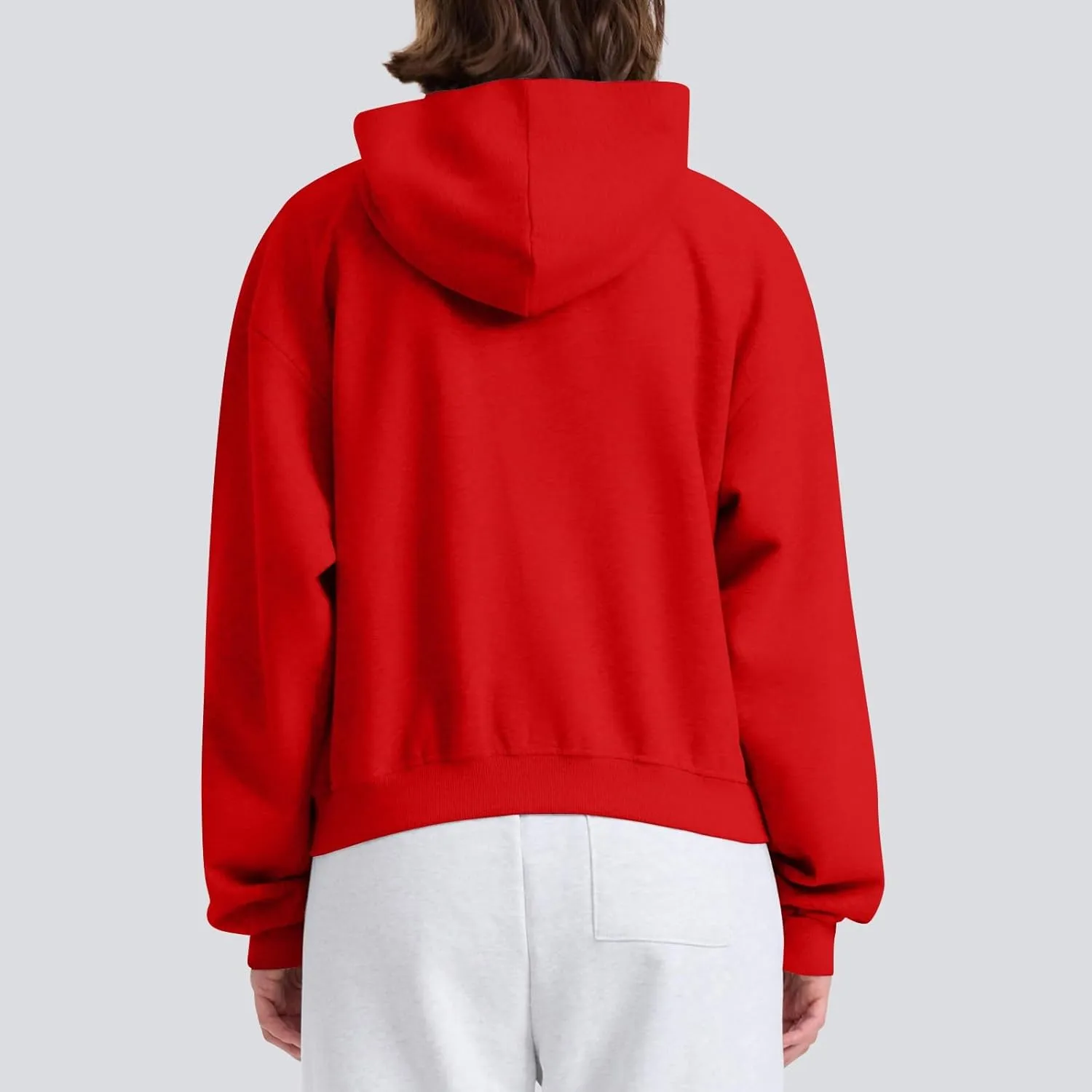Oversized Zip Up Hoodie for Women Fleece Plain Cropped Sweatshirts Trendy Y2k Comfy Preppy Zipper Hoodies Winter