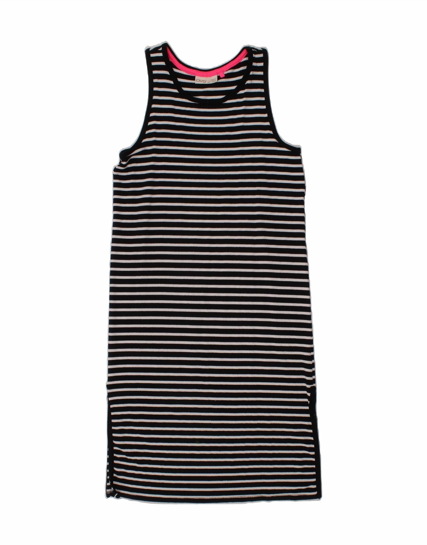 Glamorous look solo wear OVS Girls Sleeveless T-Shirt Dress 10-11 Years Black Striped