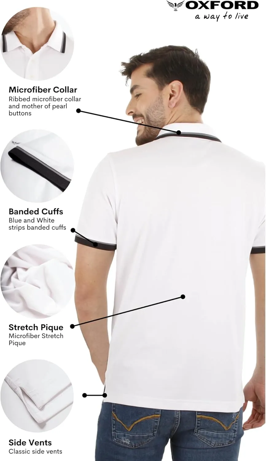 Oxford Men's Polo Shirt Short Sleeve - Premium Cotton Slim Fit Quick Dry Performance Golf Polo Shirts for Men