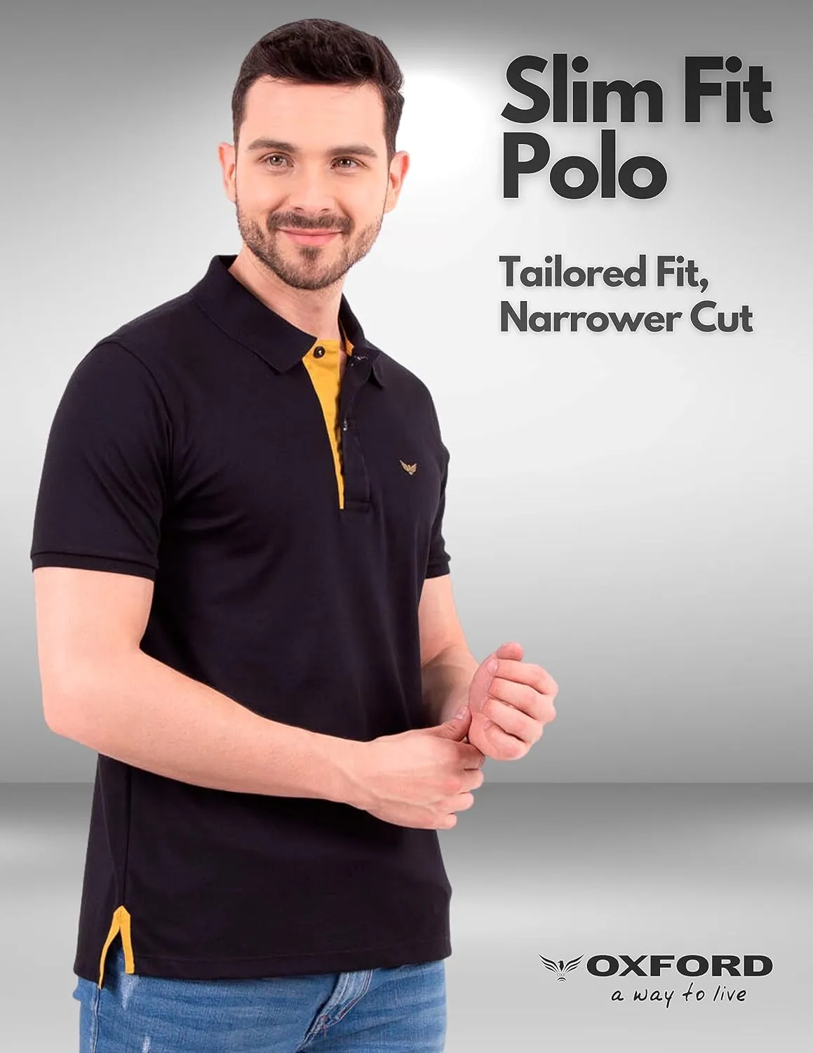 Oxford Men's Polo Shirt Short Sleeve - Premium Cotton Slim Fit Quick Dry Performance Golf Polo Shirts for Men
