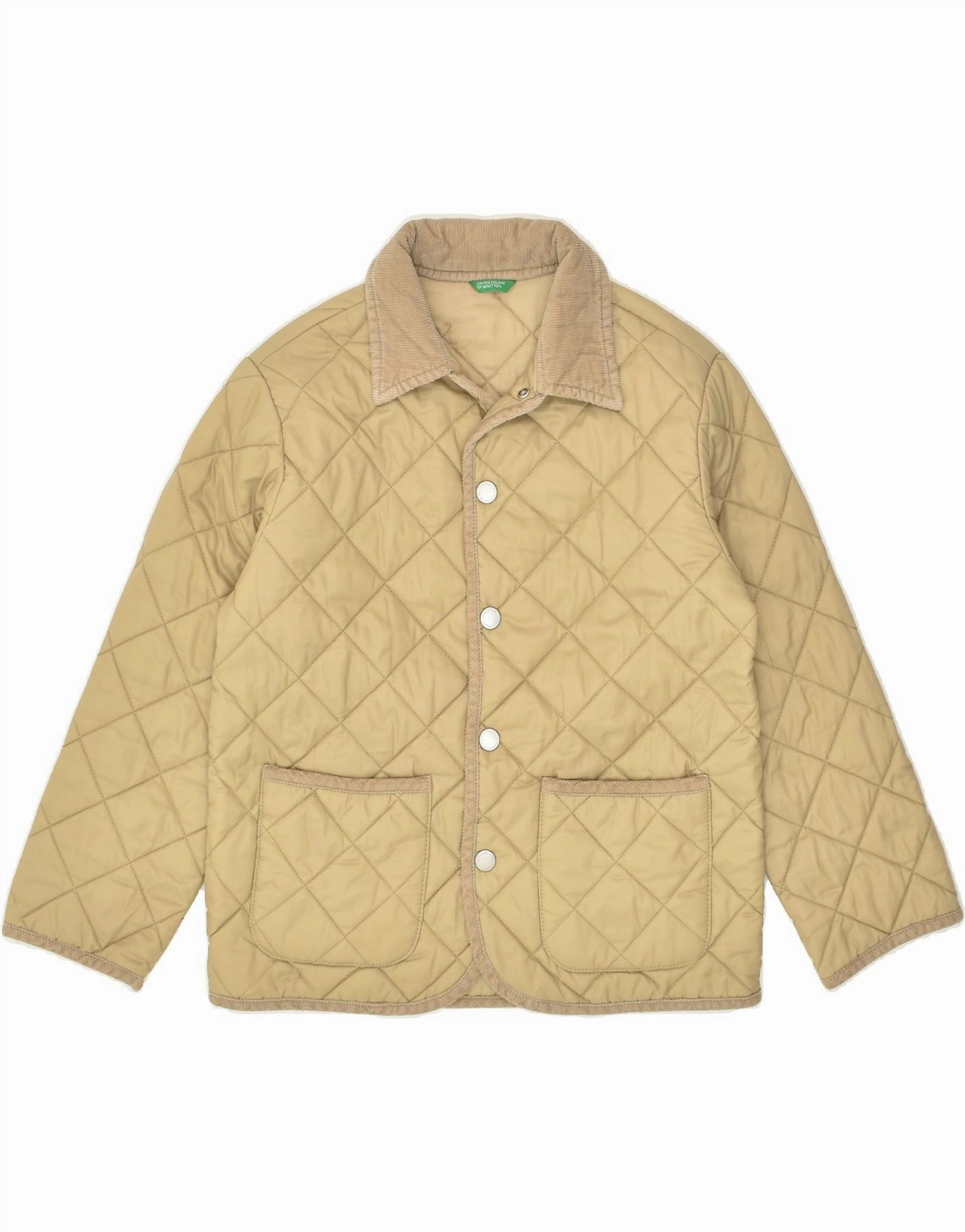 Layer Base BENETTON Boys Quilted Jacket 7-8 Years Medium Beige Polyamide