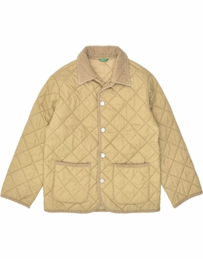 Layer Base BENETTON Boys Quilted Jacket 7-8 Years Medium Beige Polyamide