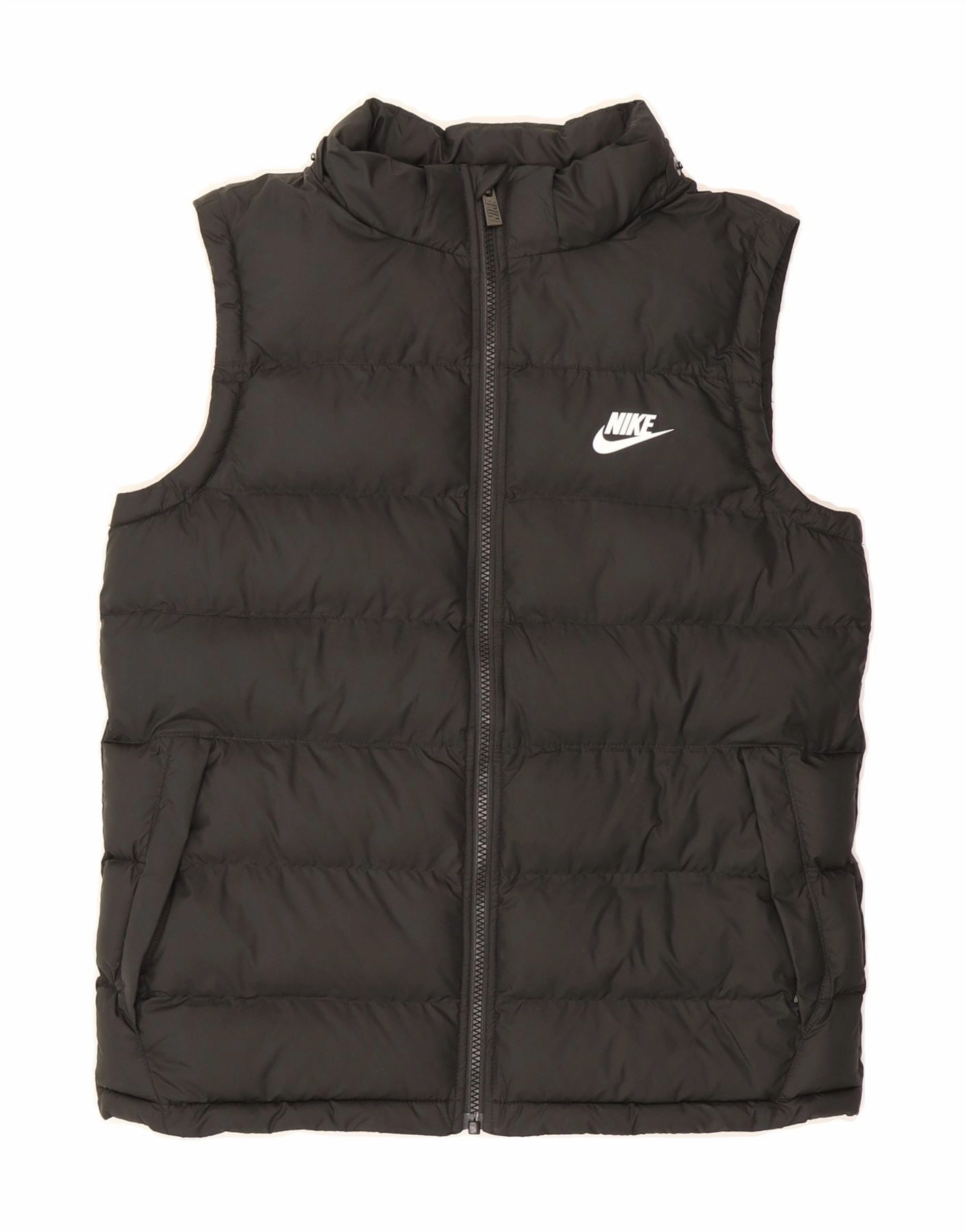NIKE Boys Padded Gilet 13-14 Years XL Black Polyester Flexible Layer