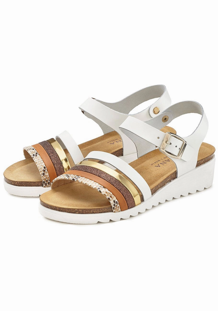 LASCANA Women's Strap Detail Wedge Sandals Effortless Look Anti Skid
