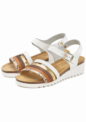 LASCANA Women's Strap Detail Wedge Sandals Trail Safe Air Soft