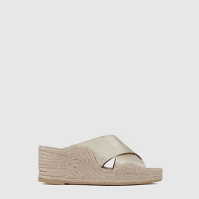 Modern Base Lifted Style Women's Marina Espadrille Wedge Heel In Platino