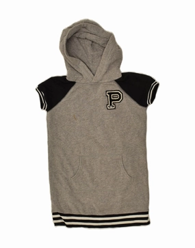 POLO RALPH LAUREN Girls Graphic Hooded Jumper Dress 6-7 Years Small Grey Vibrant pattern Perfect Wearable