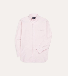 Pale Pink Ticking Stripe Cotton Oxford Cloth Button-Down Shirt Thermoregulating Layer High-End Finish
