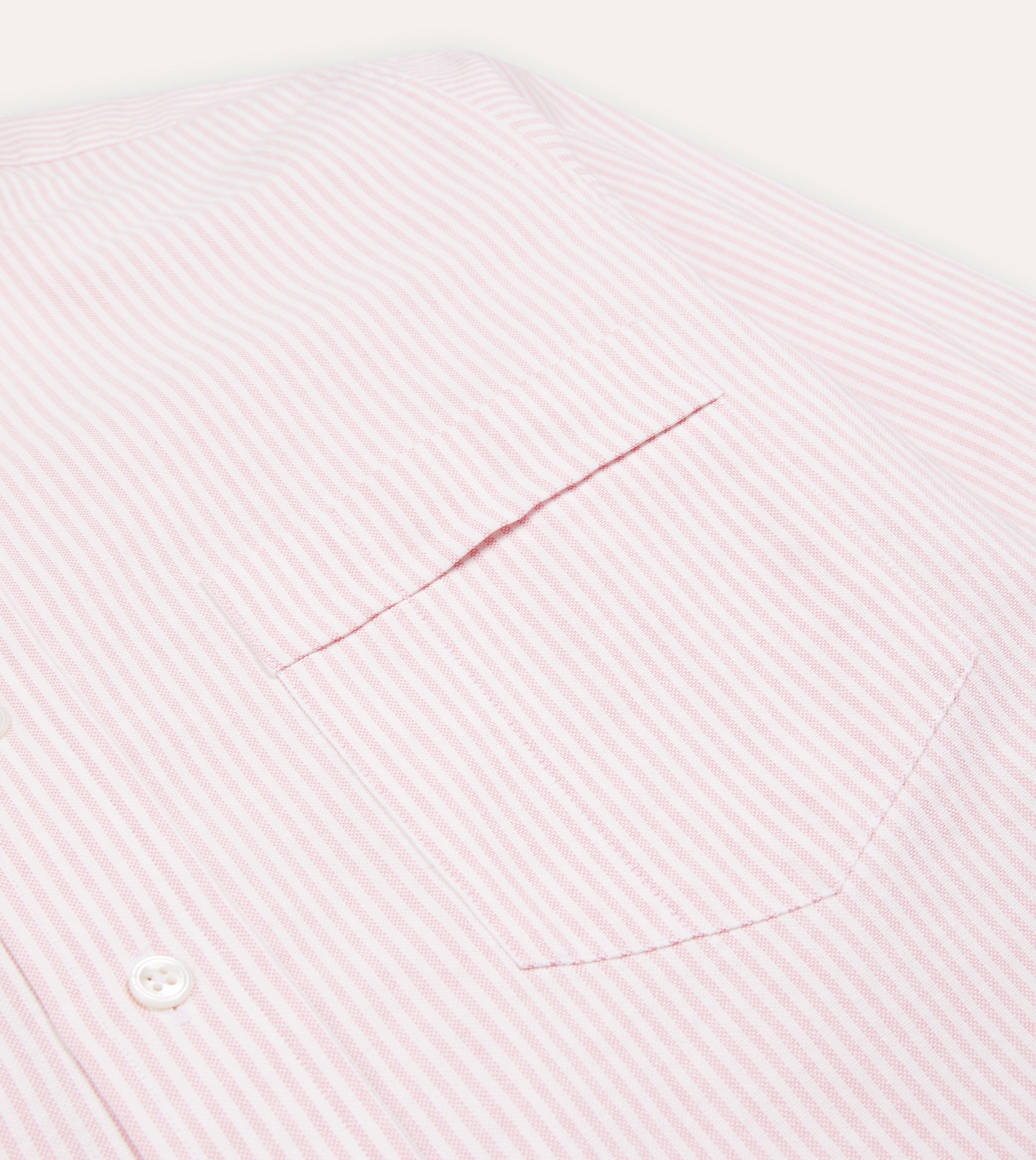 Pale Pink Ticking Stripe Cotton Oxford Cloth Button-Down Shirt Trend-Driven