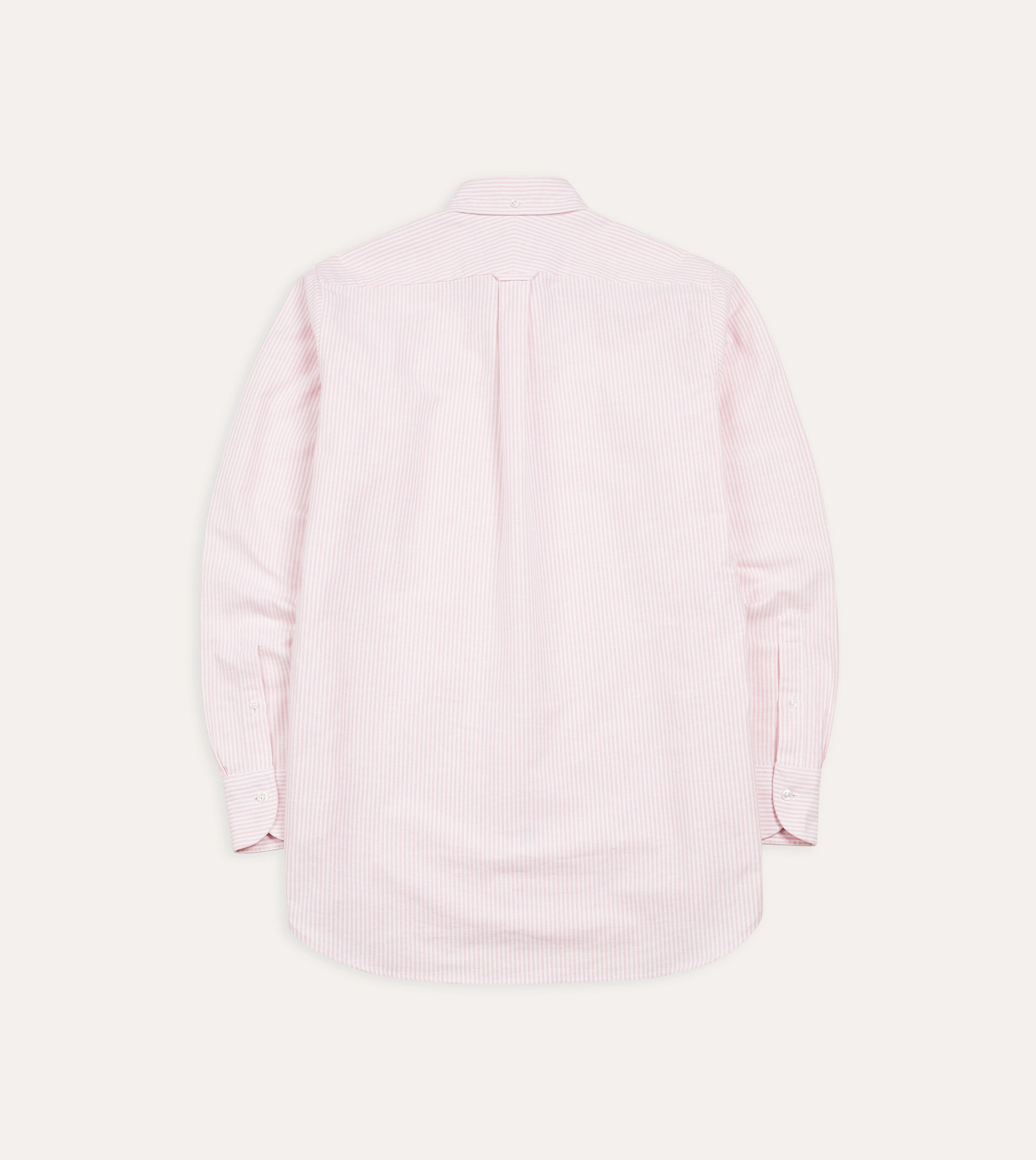 Pale Pink Ticking Stripe Cotton Oxford Cloth Button-Down Shirt Polished Style