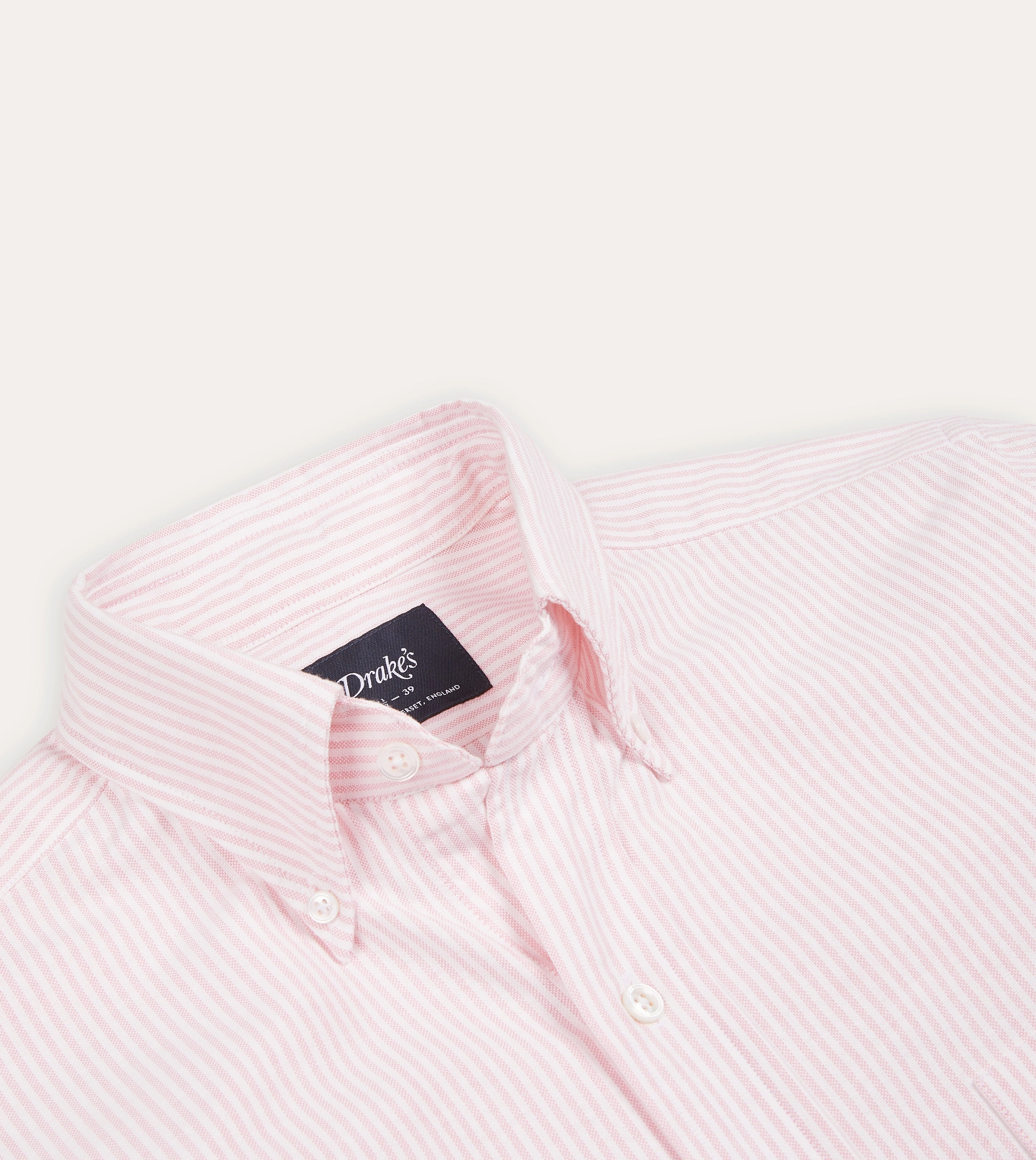 Summer Fashion Pale Pink Ticking Stripe Cotton Oxford Cloth Button-Down Shirt