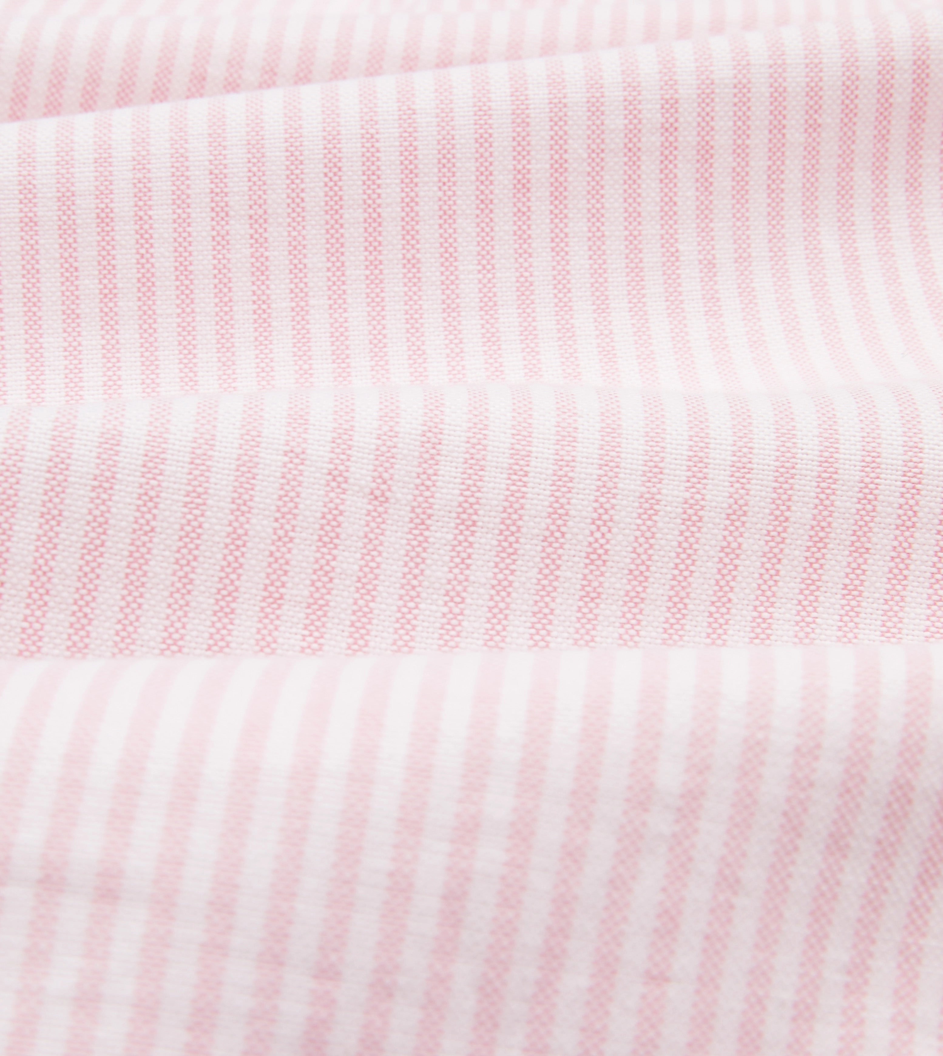 Pale Pink Ticking Stripe Cotton Oxford Cloth Button-Down Shirt All Purpose Weave Design