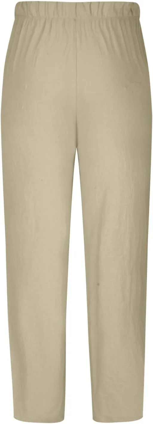 Pants for Mens Summer Fall Linen Loose Fit Track Yoga Flare Wide Leg Pants Man 2024