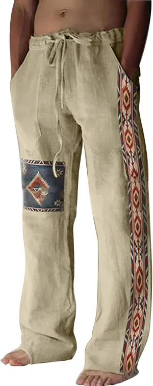 Pants for Mens Summer Fall Linen Loose Fit Track Yoga Flare Wide Leg Pants Man 2024
